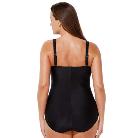 Swimsuits For All Women's Plus Size 26 Ruched Twist Front One Piece Swimsuit NEW - Picture 2 of 11